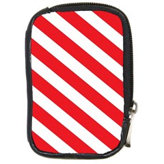 Candy Cane Red White Line Stripes Pattern Peppermint Christmas Delicious Design Compact Camera Leather Case by genx