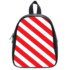 Candy Cane Red White Line Stripes Pattern Peppermint Christmas Delicious Design School Bag (small) by genx