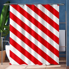 Candy Cane Red White Line Stripes Pattern Peppermint Christmas Delicious Design Shower Curtain 60  X 72  (medium)  by genx