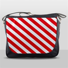 Candy Cane Red White Line Stripes Pattern Peppermint Christmas Delicious Design Messenger Bag by genx