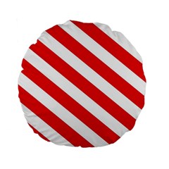 Candy Cane Red White Line Stripes Pattern Peppermint Christmas Delicious Design Standard 15  Premium Round Cushions by genx