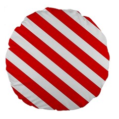 Candy Cane Red White Line Stripes Pattern Peppermint Christmas Delicious Design Large 18  Premium Round Cushions by genx