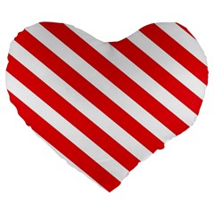 Candy Cane Red White Line Stripes Pattern Peppermint Christmas Delicious Design Large 19  Premium Heart Shape Cushions by genx