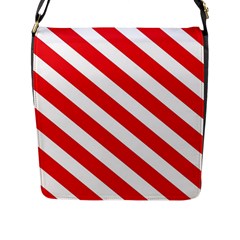 Candy Cane Red White Line Stripes Pattern Peppermint Christmas Delicious Design Flap Closure Messenger Bag (l) by genx