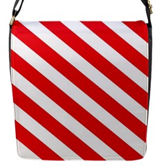 Candy Cane Red White Line Stripes Pattern Peppermint Christmas Delicious Design Flap Closure Messenger Bag (s) by genx