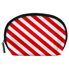 Candy Cane Red White Line Stripes Pattern Peppermint Christmas Delicious Design Accessory Pouch (large) by genx