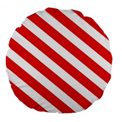 Candy Cane Red White Line Stripes Pattern Peppermint Christmas Delicious Design Large 18  Premium Flano Round Cushions by genx