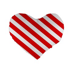 Candy Cane Red White Line Stripes Pattern Peppermint Christmas Delicious Design Standard 16  Premium Flano Heart Shape Cushions by genx