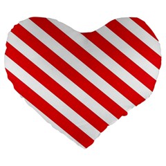 Candy Cane Red White Line Stripes Pattern Peppermint Christmas Delicious Design Large 19  Premium Flano Heart Shape Cushions by genx