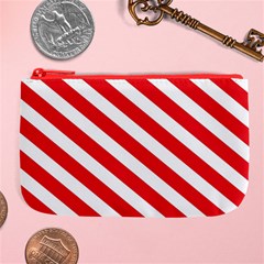 Candy Cane Red White Line Stripes Pattern Peppermint Christmas Delicious Design Large Coin Purse by genx