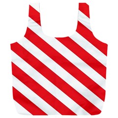 Candy Cane Red White Line Stripes Pattern Peppermint Christmas Delicious Design Full Print Recycle Bag (xxxl) by genx