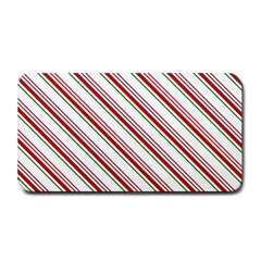 White Candy Cane Pattern With Red And Thin Green Festive Christmas Stripes Medium Bar Mats by genx