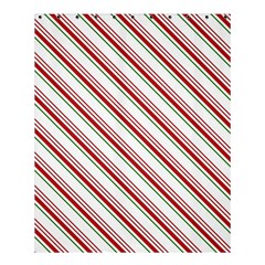 White Candy Cane Pattern With Red And Thin Green Festive Christmas Stripes Shower Curtain 60  X 72  (medium)  by genx