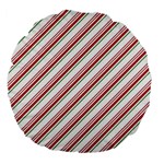 White Candy Cane Pattern with Red and Thin Green Festive Christmas Stripes Large 18  Premium Flano Round Cushions Back