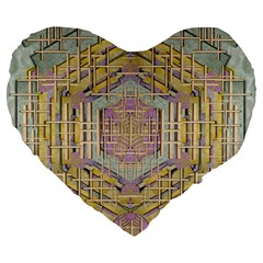 Temple Of Wood With A Touch Of Japan Large 19  Premium Heart Shape Cushions by pepitasart