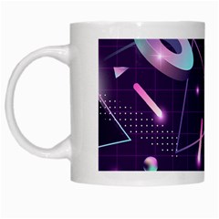 Retrowave Aesthetic Vaporwave Retro Memphis Pattern 80s Design Geometrical Shapes Futurist Pink Blue 3d White Mugs by genx