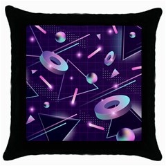 Retrowave Aesthetic Vaporwave Retro Memphis Pattern 80s Design Geometrical Shapes Futurist Pink Blue 3d Throw Pillow Case (black) by genx