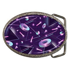 Retrowave Aesthetic Vaporwave Retro Memphis Pattern 80s Design Geometrical Shapes Futurist Pink Blue 3d Belt Buckles by genx