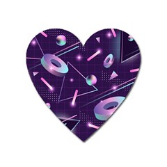 Retrowave Aesthetic Vaporwave Retro Memphis Pattern 80s Design Geometrical Shapes Futurist Pink Blue 3d Heart Magnet by genx