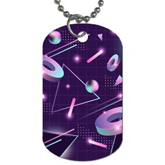 Retrowave Aesthetic Vaporwave Retro Memphis Pattern 80s Design Geometrical Shapes Futurist Pink Blue 3d Dog Tag (one Side) by genx