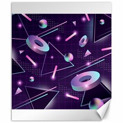 Retrowave Aesthetic Vaporwave Retro Memphis Pattern 80s Design Geometrical Shapes Futurist Pink Blue 3d Canvas 8  X 10  by genx