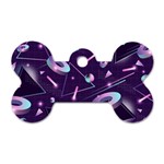 Retrowave Aesthetic vaporwave retro memphis pattern 80s design geometrical shapes futurist pink blue 3D Dog Tag Bone (One Side) Front