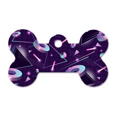 Retrowave Aesthetic Vaporwave Retro Memphis Pattern 80s Design Geometrical Shapes Futurist Pink Blue 3d Dog Tag Bone (two Sides) by genx