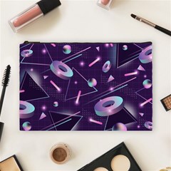 Retrowave Aesthetic Vaporwave Retro Memphis Pattern 80s Design Geometrical Shapes Futurist Pink Blue 3d Cosmetic Bag (large) by genx