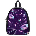 Retrowave Aesthetic vaporwave retro memphis pattern 80s design geometrical shapes futurist pink blue 3D School Bag (Small) Front