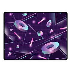 Retrowave Aesthetic Vaporwave Retro Memphis Pattern 80s Design Geometrical Shapes Futurist Pink Blue 3d Fleece Blanket (small) by genx