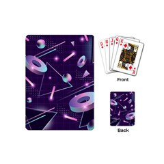 Retrowave Aesthetic Vaporwave Retro Memphis Pattern 80s Design Geometrical Shapes Futurist Pink Blue 3d Playing Cards Single Design (mini) by genx