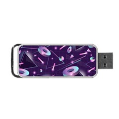 Retrowave Aesthetic Vaporwave Retro Memphis Pattern 80s Design Geometrical Shapes Futurist Pink Blue 3d Portable Usb Flash (one Side) by genx