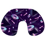 Retrowave Aesthetic vaporwave retro memphis pattern 80s design geometrical shapes futurist pink blue 3D Travel Neck Pillow Front