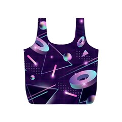 Retrowave Aesthetic Vaporwave Retro Memphis Pattern 80s Design Geometrical Shapes Futurist Pink Blue 3d Full Print Recycle Bag (s) by genx