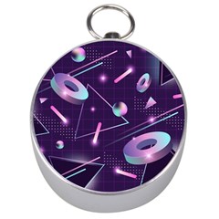 Retrowave Aesthetic Vaporwave Retro Memphis Pattern 80s Design Geometrical Shapes Futurist Pink Blue 3d Silver Compasses by genx