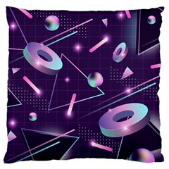 Retrowave Aesthetic Vaporwave Retro Memphis Pattern 80s Design Geometrical Shapes Futurist Pink Blue 3d Standard Flano Cushion Case (one Side) by genx