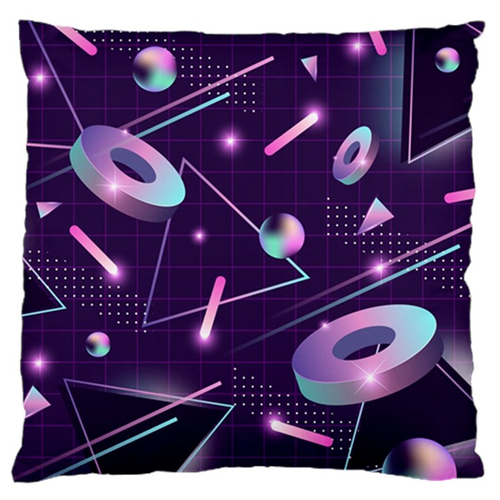 Retrowave Aesthetic vaporwave retro memphis pattern 80s design geometrical shapes futurist pink blue 3D Standard Flano Cushion Case (One Side)