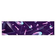 Retrowave Aesthetic Vaporwave Retro Memphis Pattern 80s Design Geometrical Shapes Futurist Pink Blue 3d Satin Scarf (oblong) by genx