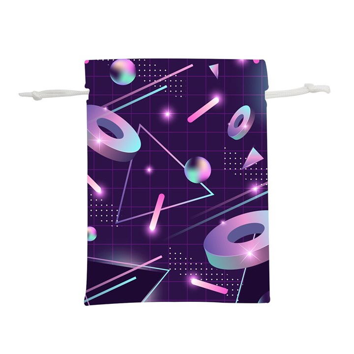 Retrowave Aesthetic vaporwave retro memphis pattern 80s design geometrical shapes futurist pink blue 3D Lightweight Drawstring Pouch (S)