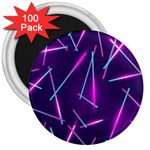 Retrowave Aesthetic vaporwave retro memphis pattern 80s design geometric shapes futurist purple pink blue neon light 3  Magnets (100 pack) Front