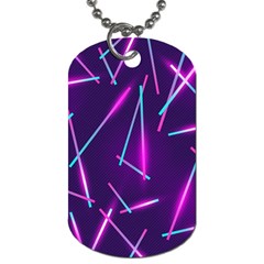 Retrowave Aesthetic Vaporwave Retro Memphis Pattern 80s Design Geometric Shapes Futurist Purple Pink Blue Neon Light Dog Tag (one Side) by genx