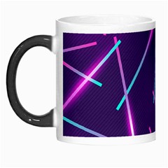 Retrowave Aesthetic Vaporwave Retro Memphis Pattern 80s Design Geometric Shapes Futurist Purple Pink Blue Neon Light Morph Mugs by genx