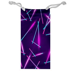 Retrowave Aesthetic Vaporwave Retro Memphis Pattern 80s Design Geometric Shapes Futurist Purple Pink Blue Neon Light Jewelry Bag by genx