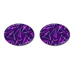 Retrowave Aesthetic vaporwave retro memphis pattern 80s design geometric shapes futurist purple pink blue neon light Cufflinks (Oval) Front(Pair)