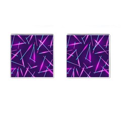 Retrowave Aesthetic Vaporwave Retro Memphis Pattern 80s Design Geometric Shapes Futurist Purple Pink Blue Neon Light Cufflinks (square) by genx