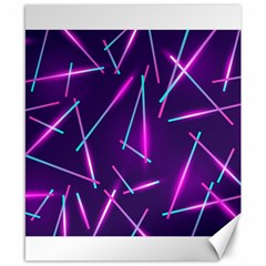 Retrowave Aesthetic Vaporwave Retro Memphis Pattern 80s Design Geometric Shapes Futurist Purple Pink Blue Neon Light Canvas 8  X 10  by genx