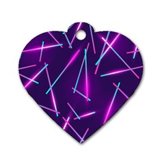 Retrowave Aesthetic Vaporwave Retro Memphis Pattern 80s Design Geometric Shapes Futurist Purple Pink Blue Neon Light Dog Tag Heart (one Side) by genx