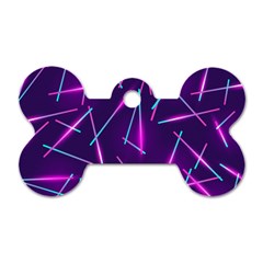 Retrowave Aesthetic Vaporwave Retro Memphis Pattern 80s Design Geometric Shapes Futurist Purple Pink Blue Neon Light Dog Tag Bone (one Side) by genx