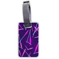 Retrowave Aesthetic Vaporwave Retro Memphis Pattern 80s Design Geometric Shapes Futurist Purple Pink Blue Neon Light Luggage Tag (one Side) by genx