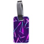 Retrowave Aesthetic vaporwave retro memphis pattern 80s design geometric shapes futurist purple pink blue neon light Luggage Tag (two sides) Back